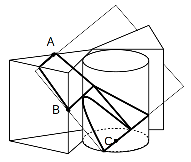 三角柱と円柱の断面