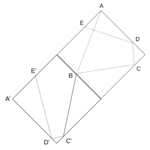 点Bを含む辺に関する線対称