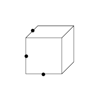 立方体の辺上の３点を通る平面による切り口