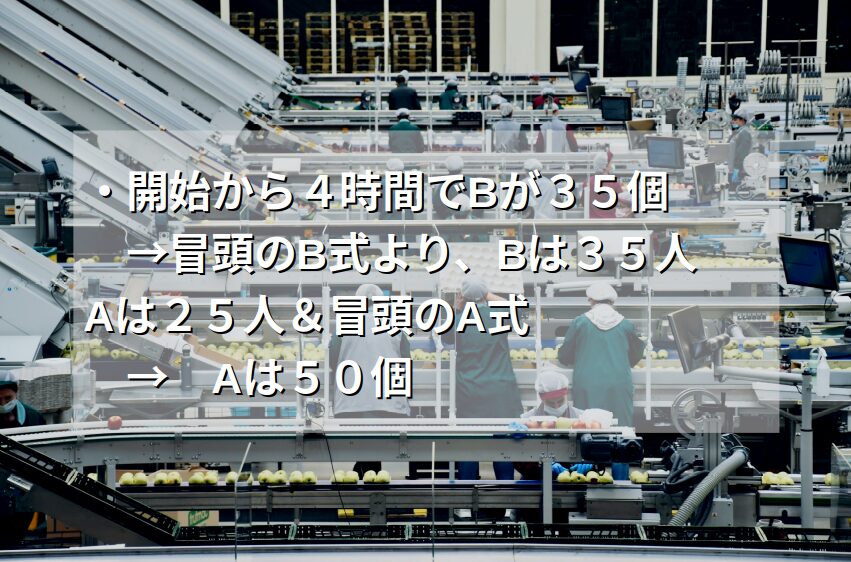 解き方要約：休憩前の方程式を立てる