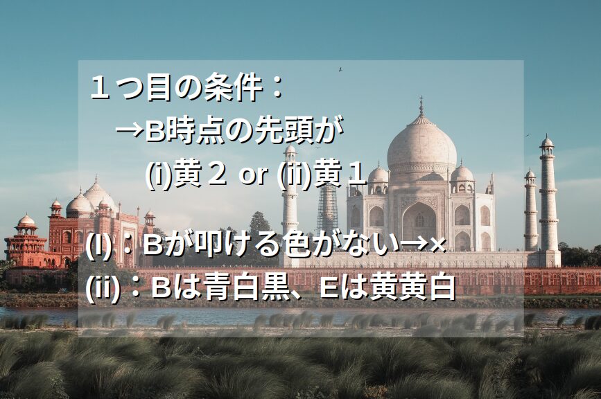 解き方要約：B時点の状況で場合分け