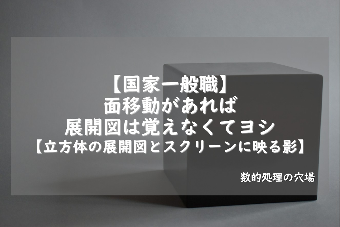 【国家一般職】面移動があれば展開図は覚えなくてヨシ【立方体の展開図とスクリーンに映る影】