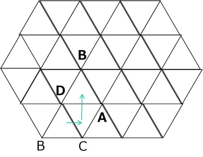 1回目→Aが地面、2回目→Bが地面で三角形ABD