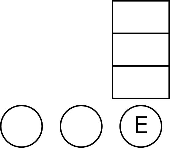 「Eの前に少なくとも２人」をピースで表現